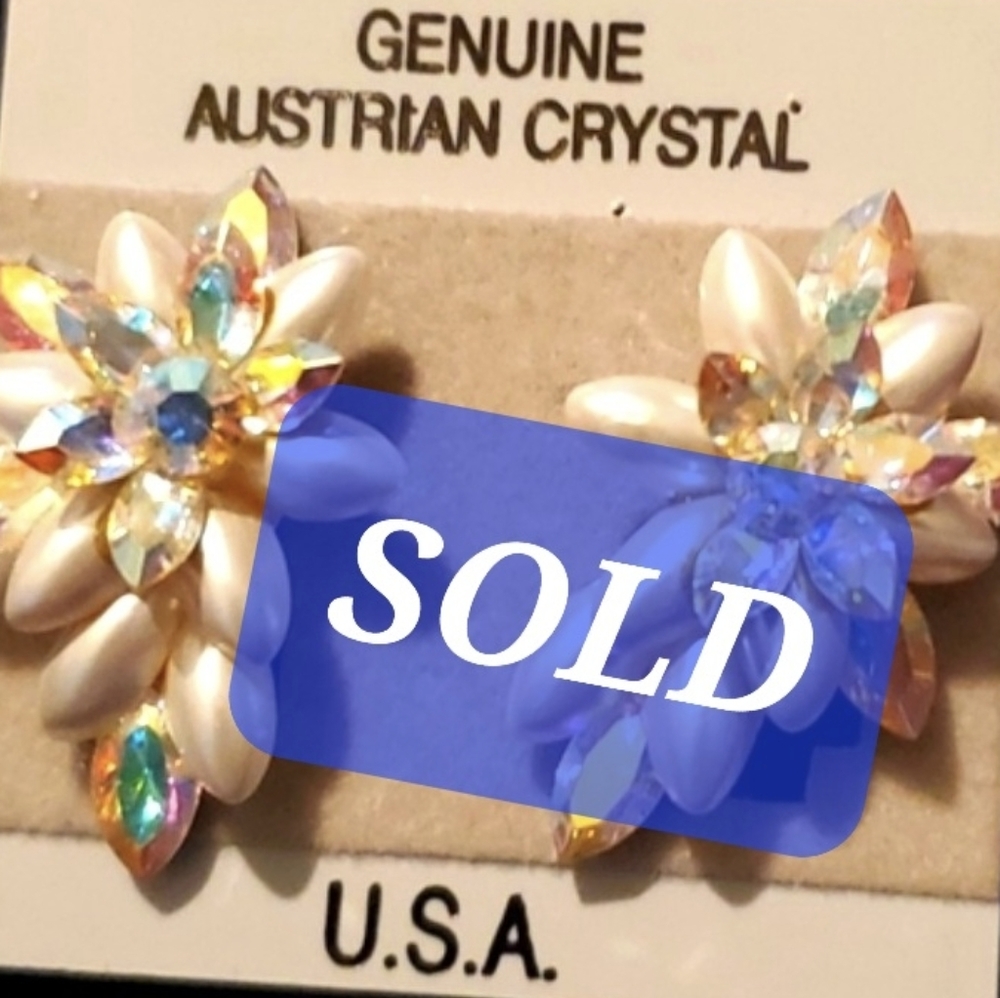 Genuine Australian Crystal and Pearl Earrings.